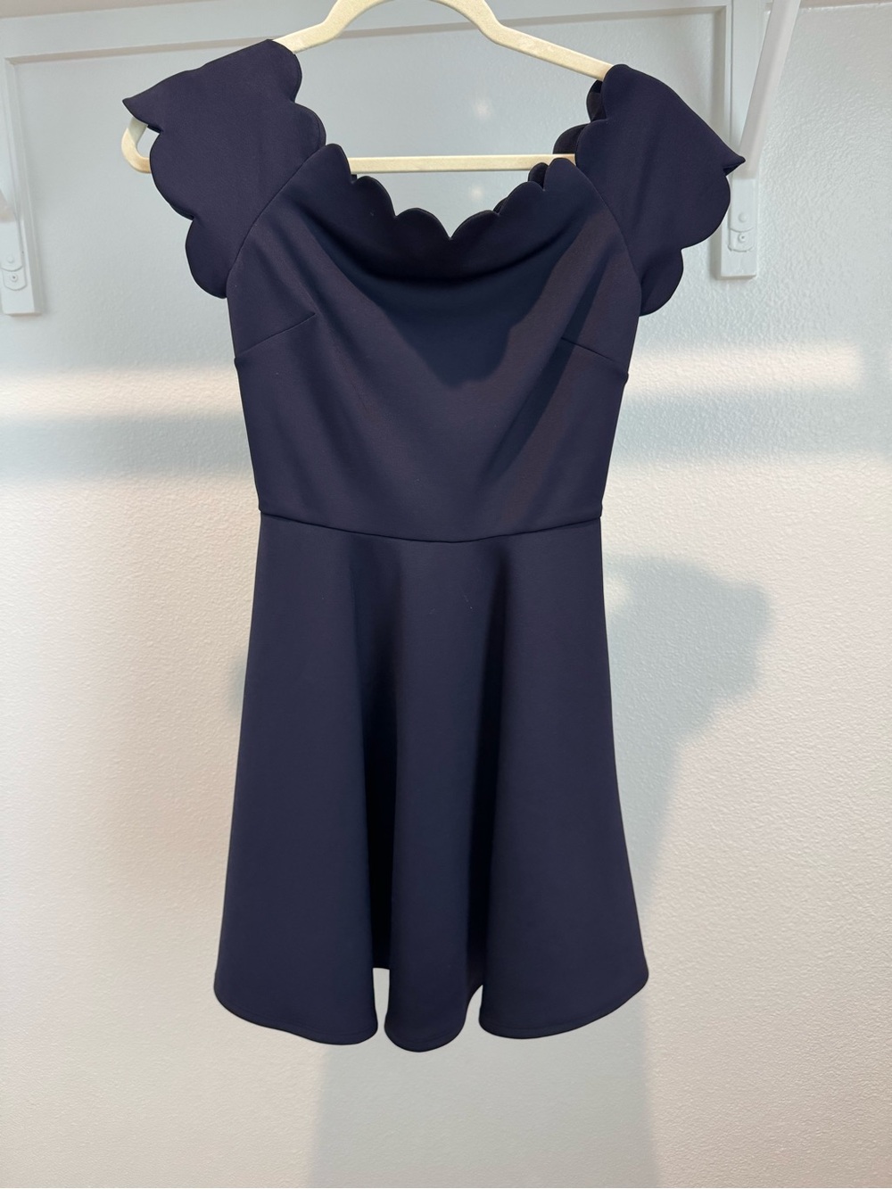 Ted Baker Navy Scalloped Neck Fit & Flare Dress